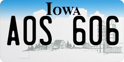 IA license plate AOS606