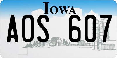 IA license plate AOS607