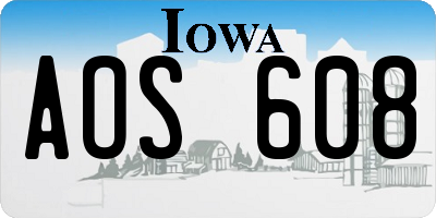 IA license plate AOS608