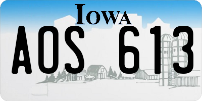 IA license plate AOS613