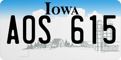 IA license plate AOS615