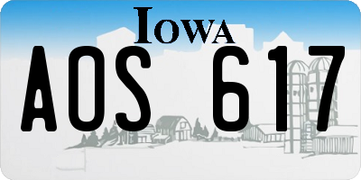 IA license plate AOS617