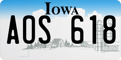 IA license plate AOS618