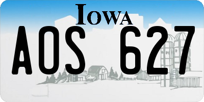 IA license plate AOS627
