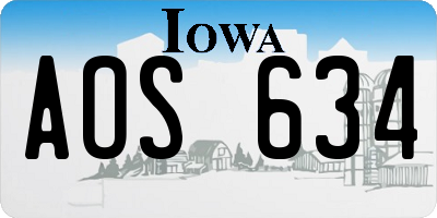 IA license plate AOS634