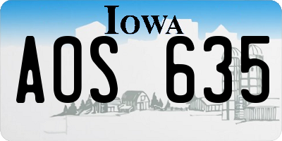 IA license plate AOS635