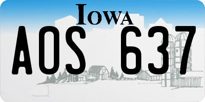 IA license plate AOS637