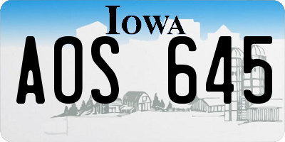 IA license plate AOS645