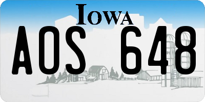 IA license plate AOS648
