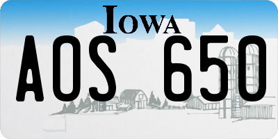 IA license plate AOS650