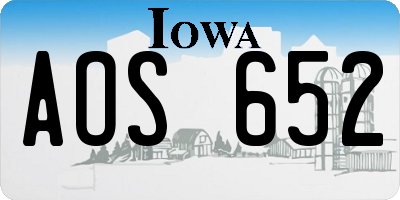 IA license plate AOS652