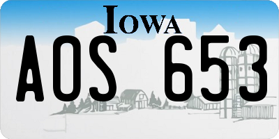 IA license plate AOS653