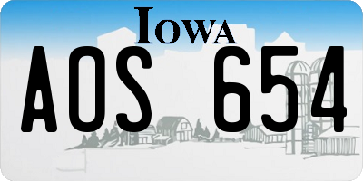 IA license plate AOS654