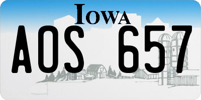 IA license plate AOS657