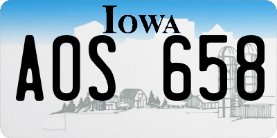 IA license plate AOS658