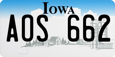 IA license plate AOS662