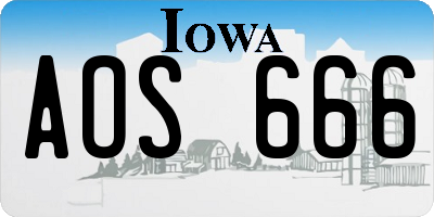IA license plate AOS666