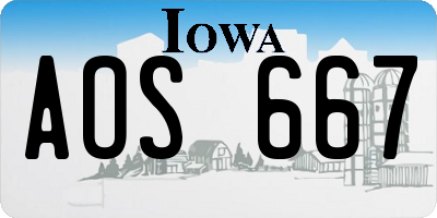 IA license plate AOS667
