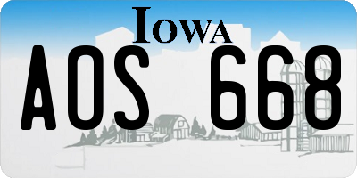 IA license plate AOS668