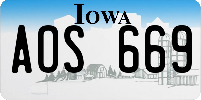 IA license plate AOS669