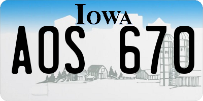 IA license plate AOS670