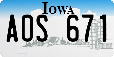 IA license plate AOS671