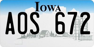 IA license plate AOS672