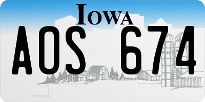 IA license plate AOS674