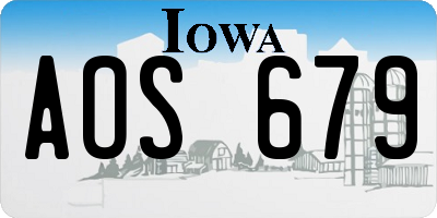 IA license plate AOS679