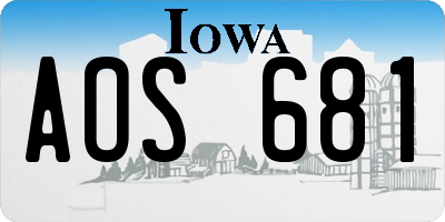 IA license plate AOS681