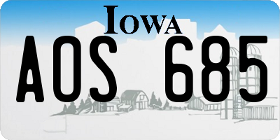 IA license plate AOS685