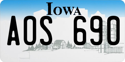 IA license plate AOS690