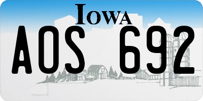 IA license plate AOS692
