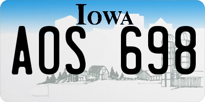 IA license plate AOS698
