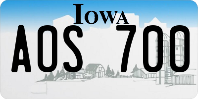 IA license plate AOS700