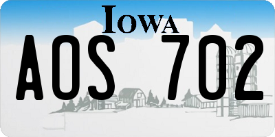 IA license plate AOS702