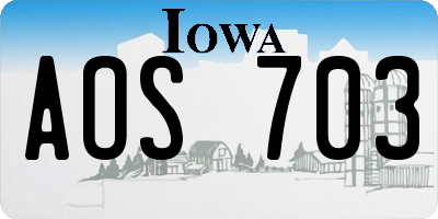 IA license plate AOS703