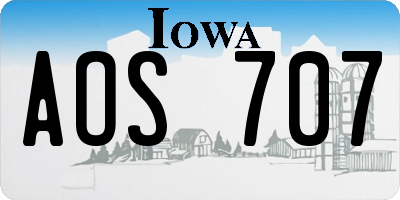 IA license plate AOS707