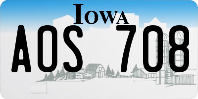 IA license plate AOS708