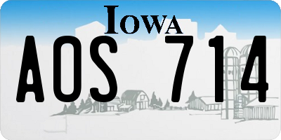 IA license plate AOS714