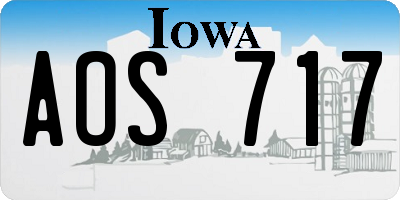 IA license plate AOS717