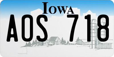 IA license plate AOS718