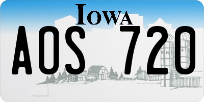 IA license plate AOS720