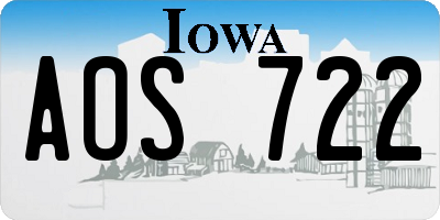 IA license plate AOS722
