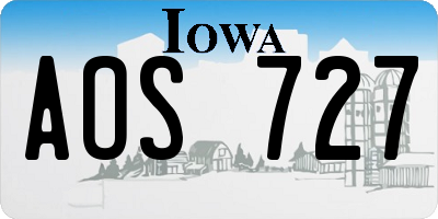 IA license plate AOS727