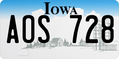 IA license plate AOS728