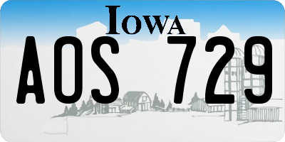 IA license plate AOS729