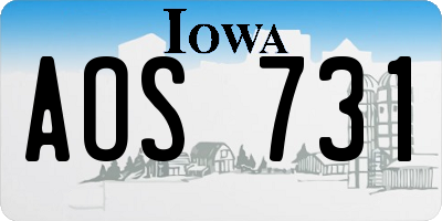 IA license plate AOS731