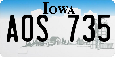 IA license plate AOS735