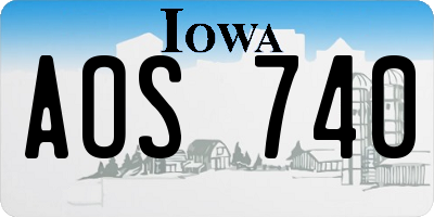 IA license plate AOS740